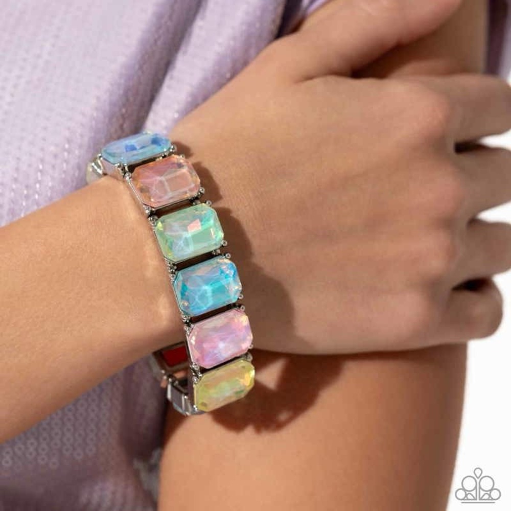 Paparazzi Blue and Pink Bracelet with Linked Design